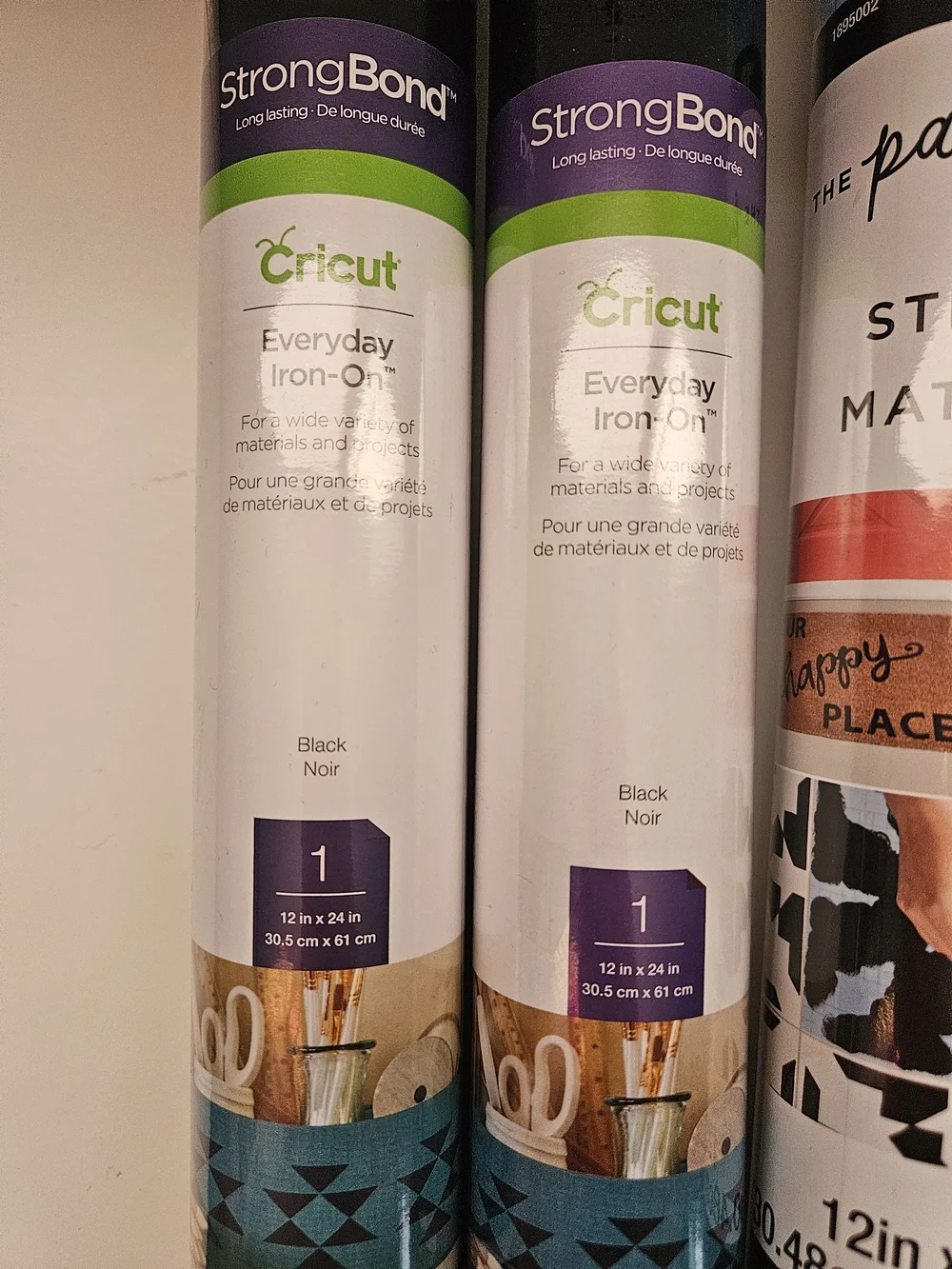 Cricut Bundle: 2 StrongBond Iron-On Rolls & 1 Stencil